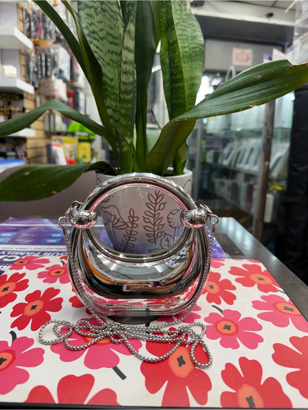 Silver Metallic Round Crossbody Bag - Women Accessories